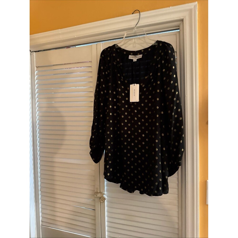 Chelsea & Theodore Black Top with Gold Dot Accents